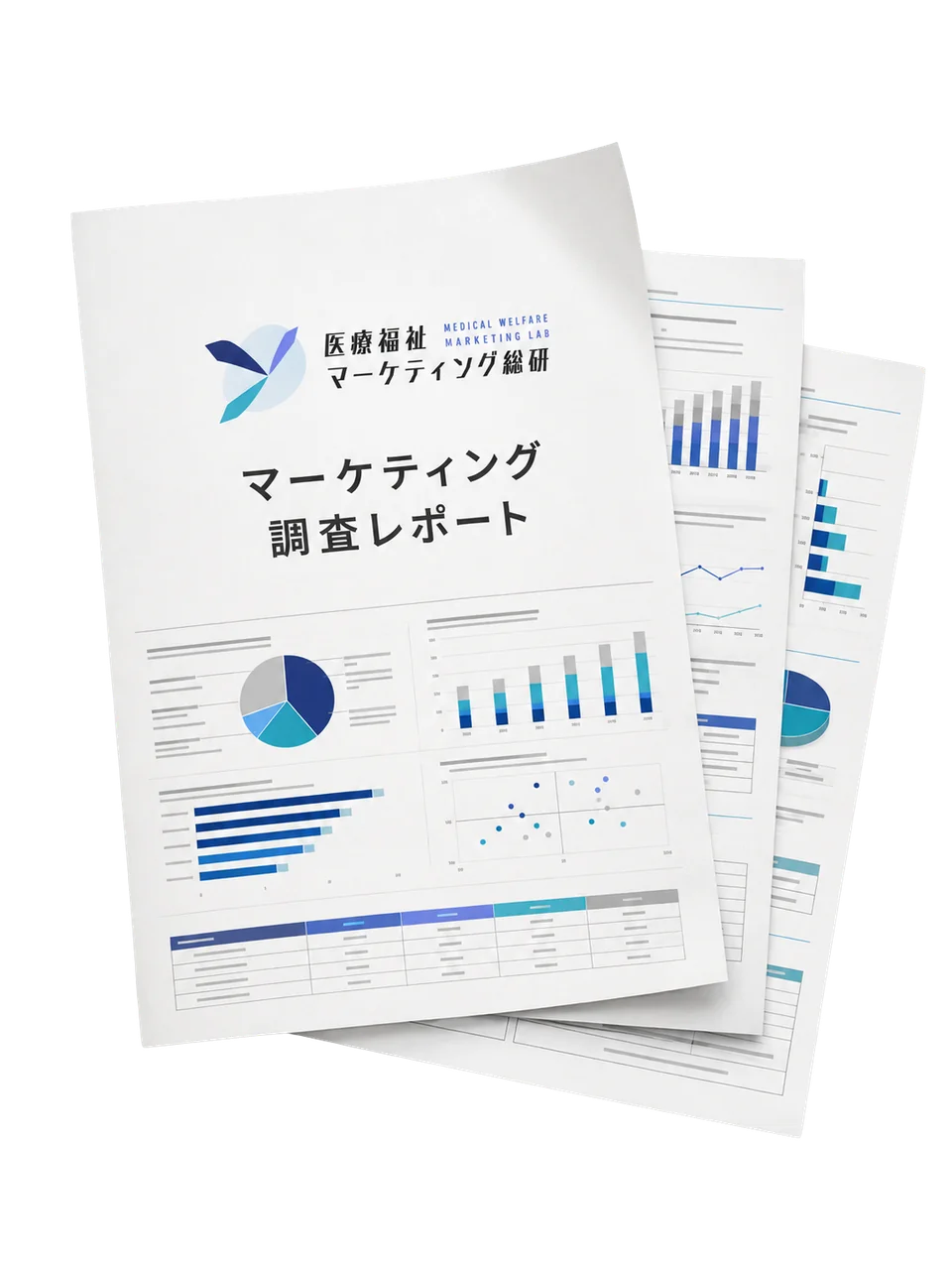 マーケティング調査レポートのイメージ（A4レポート3枚）