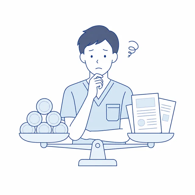給与・待遇の判断材料がないと悩むイラスト
